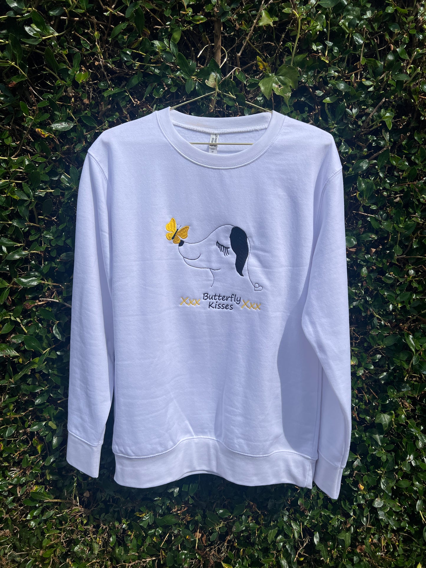 Smiling Dog Sweatshirt - Butterfly Kisses
