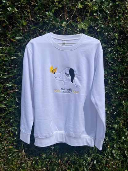 Smiling Dog Sweatshirt - Butterfly Kisses