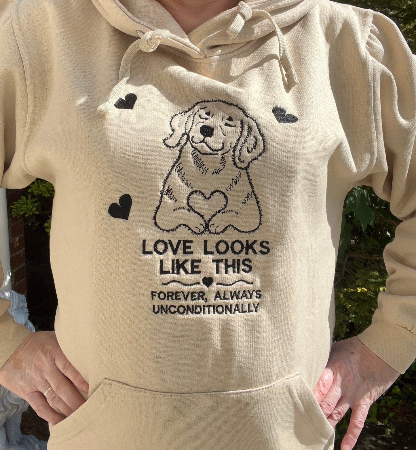 Black outline 'Love looks like this' sweatshirt