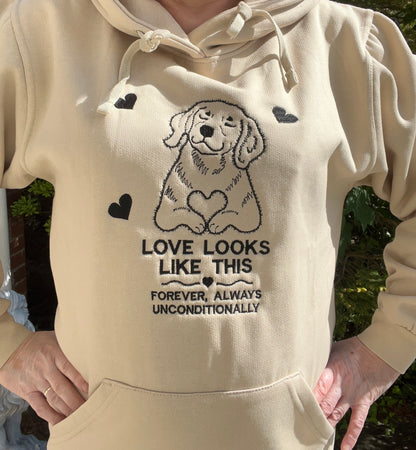 Black outline 'Love looks like this' sweatshirt
