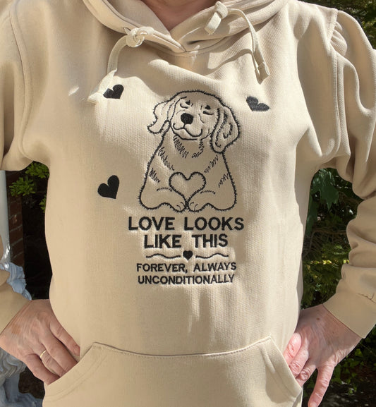 Black outline 'Love looks like this' sweatshirt
